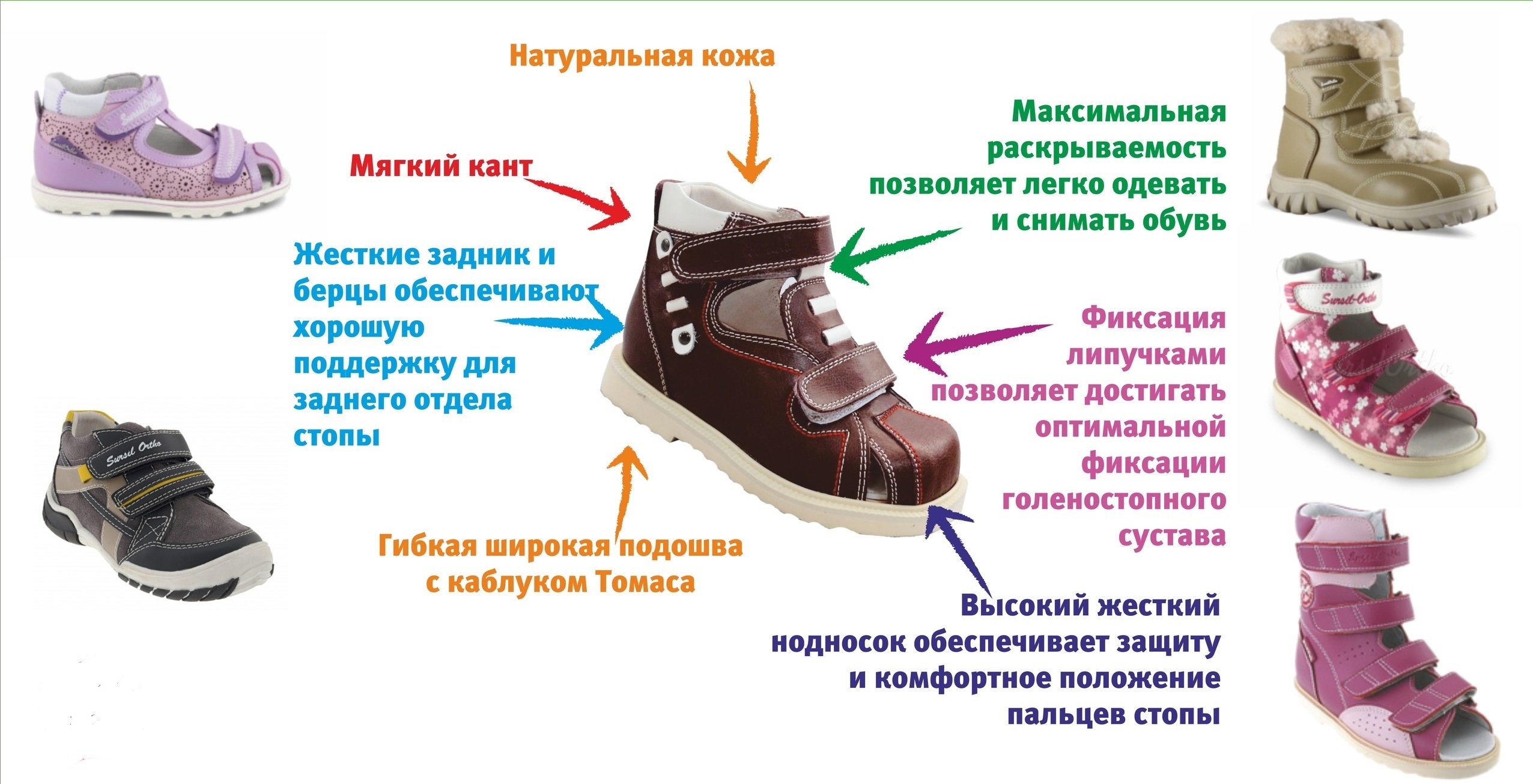 Обувь с высоким подъемом для детей